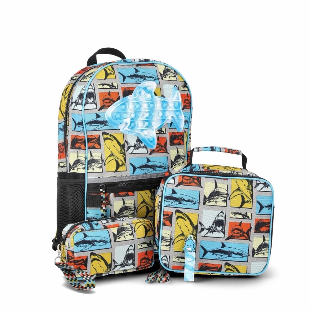 Wonder Nation Colorful Shark Backpack and Lunchbox Set
